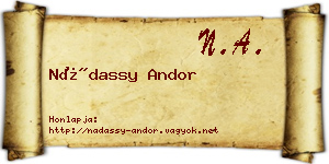 Nádassy Andor névjegykártya