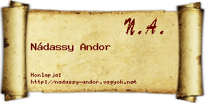 Nádassy Andor névjegykártya